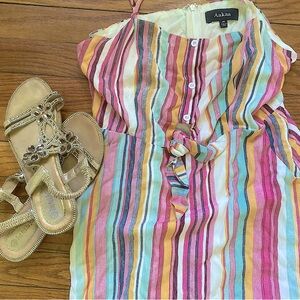 Aakaa Striped Mini-Dress with Pockets